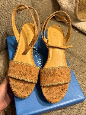 Jack Rogers Cork Slingback Sandals in Tan